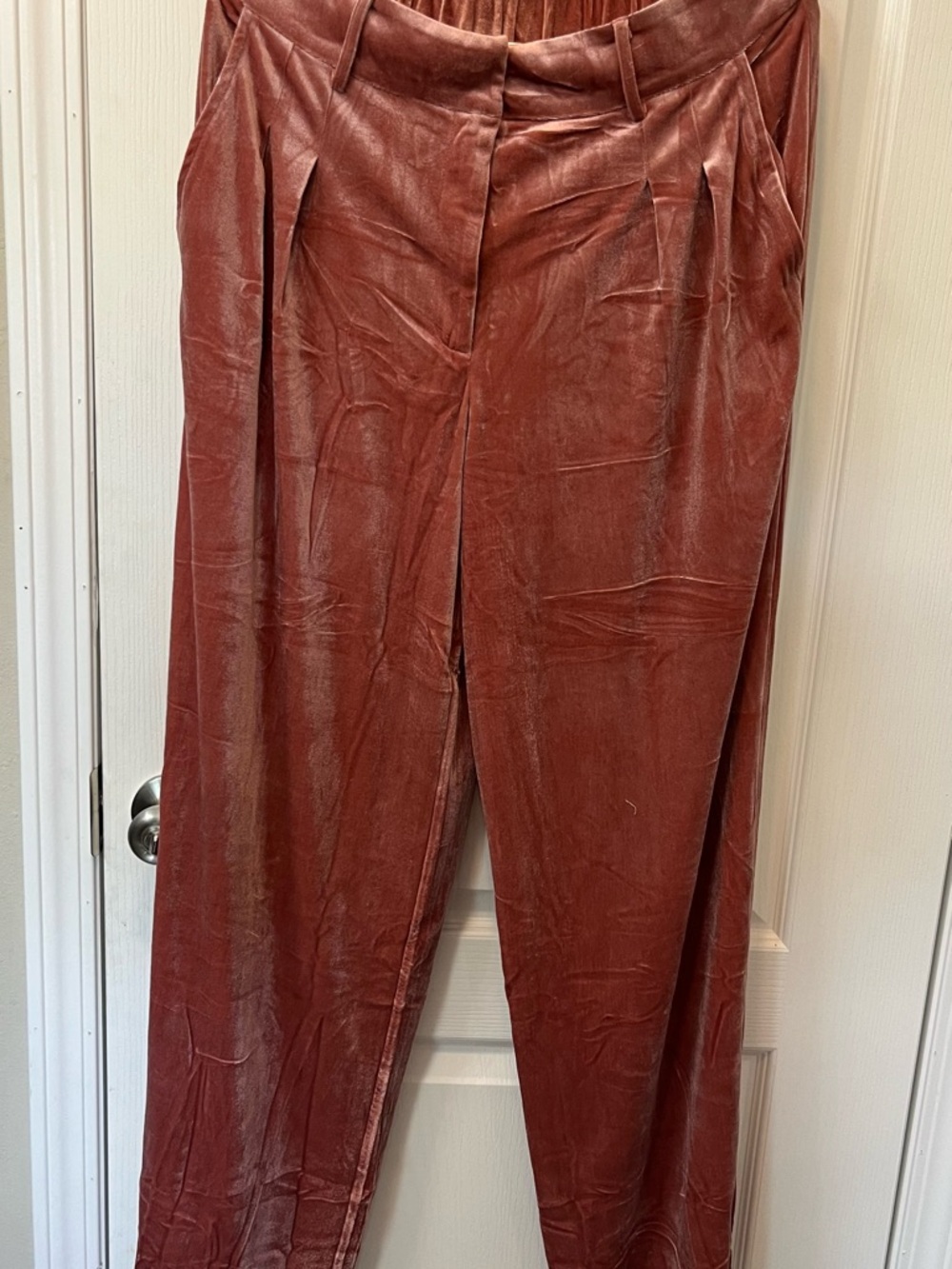 High-Rise Velvet Trousers in Rust NWT